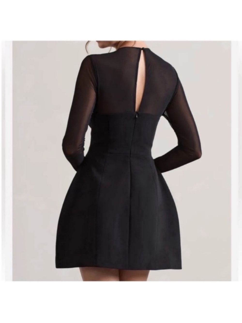 Club L London Black Mesh Long-sleeve mini dress , size 8- excellent condition - Picture 2 of 3